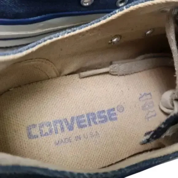 Converse Shoes Made In USA Mens 5.5 Sneaker All Star Canvas Vintage Lace Up Blue - Picture 2 of 15